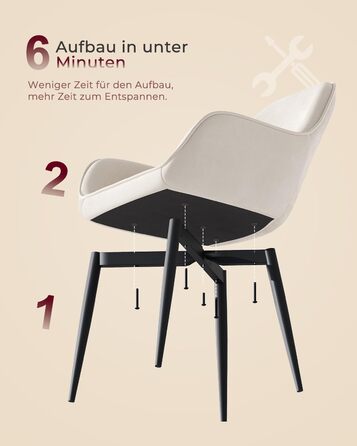 Крісло Eluchang для їдальні та кухні, з підлокітниками, оксамитове, на 4 шт., кремове