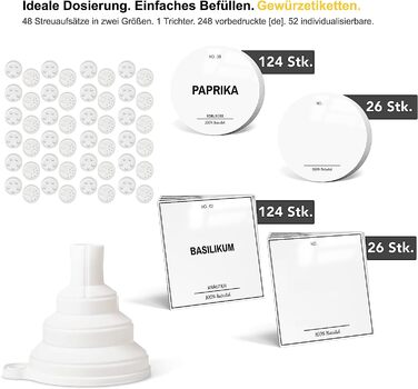 Набір баночок для спецій Greeano 24 x 120 мл із золотими кришками та етикетками, скляні баночки для спецій з дозатором, кухонне приладдя Gold Aura