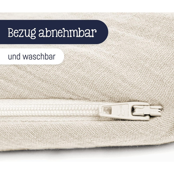 Подушка для годування Julius Zllner 190 см 42 л EPS Мікрогранули Бавовняний муслін Oeko-TEX 100 Зроблено в Німеччині