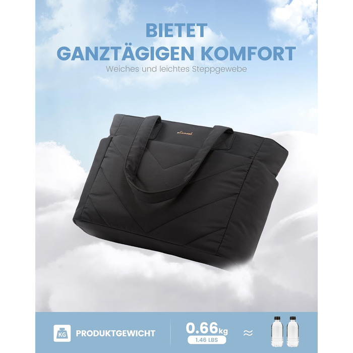 Сумка для ноутбука LOVEVOOK 15.6 дюймів, жіноча: шопер, велика робоча сумка, сумка-шоппер, для навчання, офісу, школи, чорна