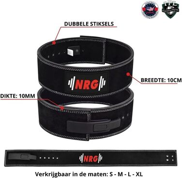 Пояс для важкої атлетики NRG Fitness шириною 10 см - XL (101-111 см) - Пояс для пауерліфтингу Бодібілдинг Професійний підйомний слінг - Тренувальний ремінь - пряжка важеля Швидке закриття кліпси Силові тренування - чорний