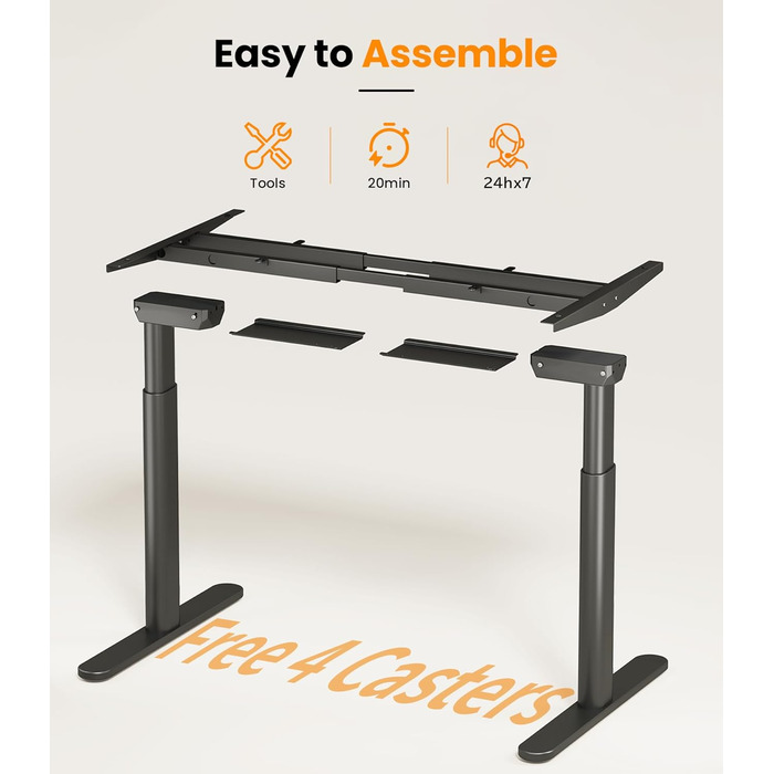 Електричний регульований стіл MAIDeSITe EL2 Pro Art з овальною основою, чорний. Підйом до 180 кг, 4 пам'яті, захист від зіткнень