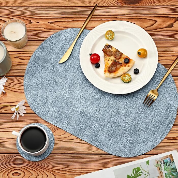 Набори серветок на стіл овальної форми, 6 шт, штучна шкіра, термостійкі та водонепроникні (зелені)