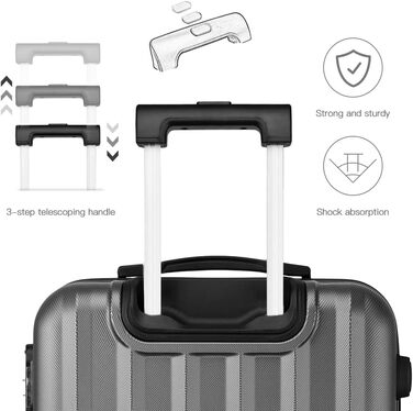 Чохол-валіза на колесах KONO з 4 колесами, валіза для подорожей, багаж (Рожевий, комплект) (Сірий, M (56см - 40л))