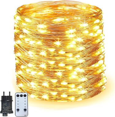 EASTERNSTAR Льодогенератор світлодіодна гірлянда мідний дріт 20м, 200 LED, EU штекер, 8 режимів, водонепроникна, для декору інтер'єру, екстер'єру, саду, вечірки, Різдва, освітлення, тепле біле світло