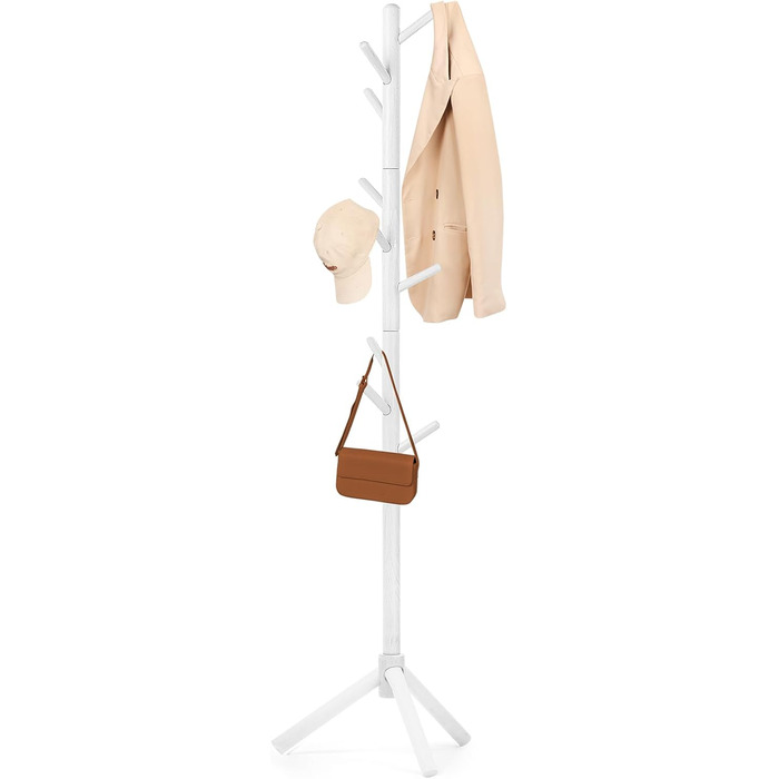 Підвісна шафа для одягу з бука, 9 гачків, 3 положення по висоті, білий колір
