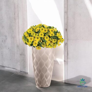 Горщик для квітів MELTOM Blumenkübel – круглий, знімний вкладиш, 3D-декор, бежевий (Taupe), XL