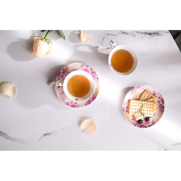 Набір чашок та блюдець London Boutique, Шеті Шик, Вінтаж, порцелан з квітковим малюнком, 2 набори в подарунковій коробці, кераміка (Cuckoo)