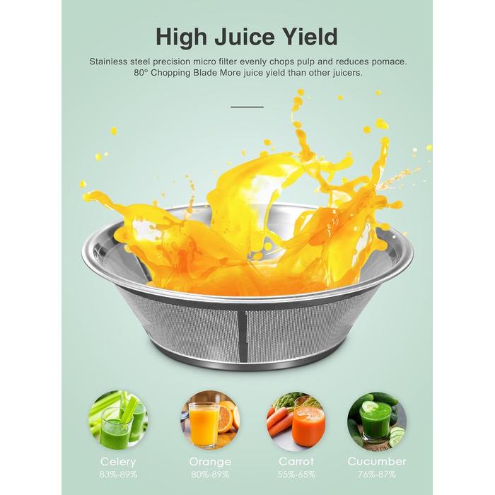 Центрифужний соковитискач QCen: нержавіюча сталь, BPA-free, 500W, для фруктів та овочів