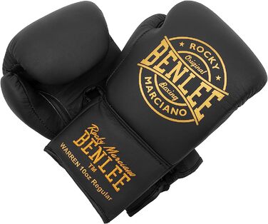 Боксерські рукавички Benlee зі шкіри Уоррена (чорний / золотий, 10 унцій л)