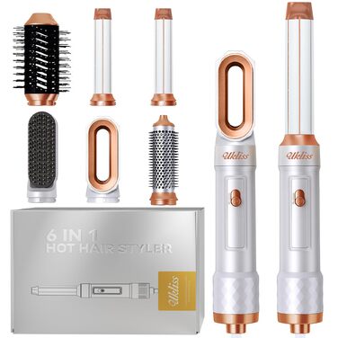 Мультистайлер для волосся 7 в 1 UKLISS Hairstyler Pro: фен, автоматична плойка, кругла щітка та випрямляч для професійного стайлінгу, білий