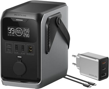 EcoFlow Trail 300: Портативна електростанція з LFP-акумулятором 288 Wh, 300W, сонячний генератор, 5 виходів, для кемпінгу, подорожей, надзвичайних ситуацій