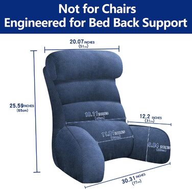 Підголівник для ліжка з підлокітниками Tinuniyaa, великий, для читання, роботи, перегляду телевізора, ігор та відпочинку. Підходить для людей вище 163 см.