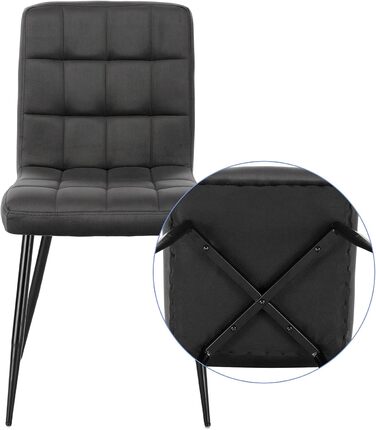 Набір з 6 обідніх стільців Lestarain - м'який стілець з велюру, металеві ніжки, сірий (40x40x86 см)