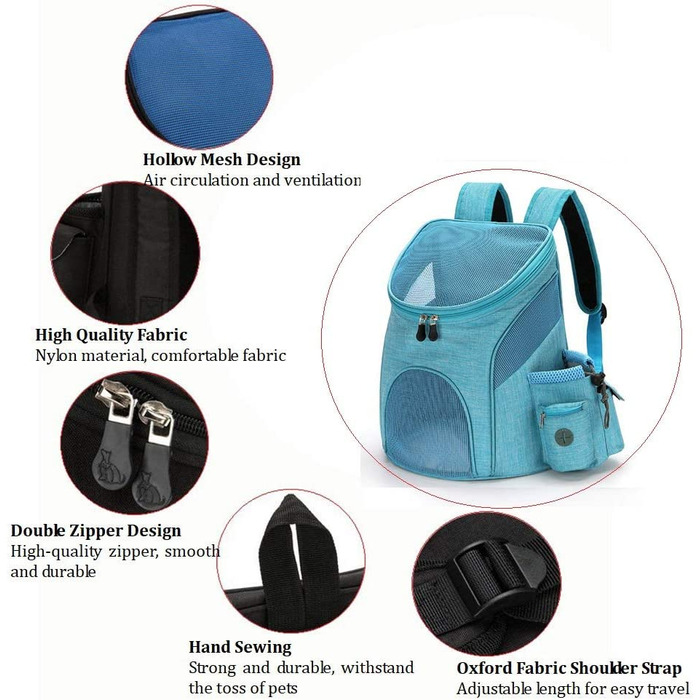 Рюкзаки ETOPARS для собак, сумка для перенесення домашніх тварин, сумка для перенесення собак, рюкзаки для домашніх тварин, рюкзак для собак вагою до 3 кг для подорожей/походів / кемпінгу (L, синій)