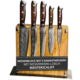 Набір кухонних ножів Stallion Damast з японської сталі VG10 та ручкою з Gidgee (найвища якість, MEISTERSCHLIFF CONVEX)