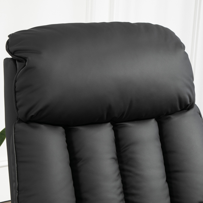 Електричне телевізійне крісло HOMCOM Recliner з допоміжним засобом для сидіння, функцією відкидання, масажне крісло з підніжкою, бічною кишенею, пультом дистанційного керування, для вітальні, до 150 кг, штучна шкіра, чорний | Аосом