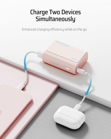 Порти, для iPhone, Samsung, iPad, MacBook, Dell (рожевий), 10000mAh 30W Power Bank, USB-C, 2