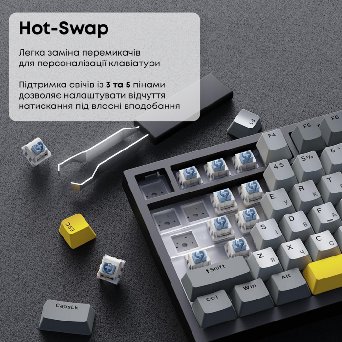 Дротова механічна клавіатура Ajazz AK820 Sea Salt Switch Black (AK820-SS-BGY)