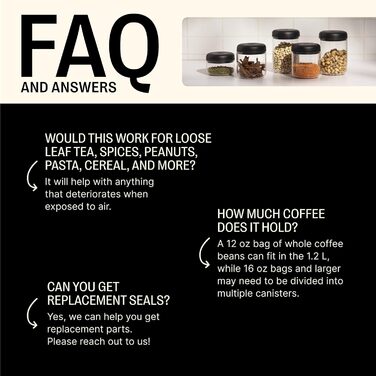 Контейнер для кави та продуктів з вакуумним насосом, 1.2 л, скло