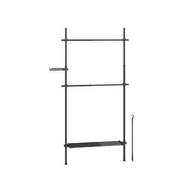 Вішалка для одягу стеля висока - матовий чорний / 1 ряд (84 л ~ 123 л ) см