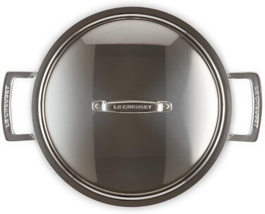 Сковорода Le Creuset з кришкою з нержавіючої сталі, 24 см, для всіх типів плит (включаючи індукцію) та духовки, срібна