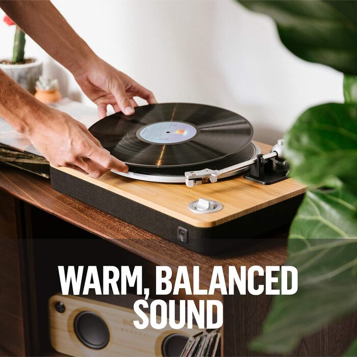 Бездротовий програвач вінілу House of Marley Stir It Up Bluetooth, екологічний, 33/45 об/хв, з вбудованим передпідсилювачем, головкою Audio-Technica, з бамбука