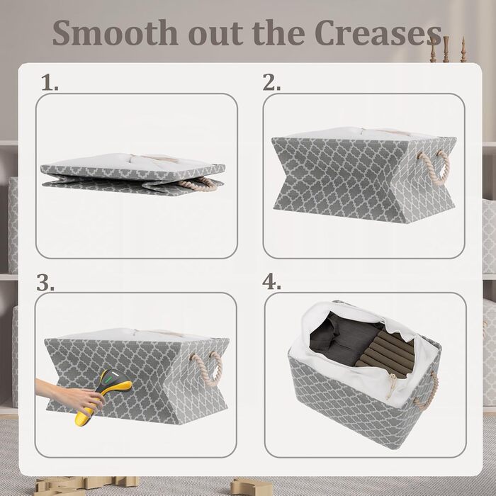 OUTBROS Коробки для зберігання 33 x 23 x 20 см, 3 шт. (Сірий, з мішком, ручка, складні)