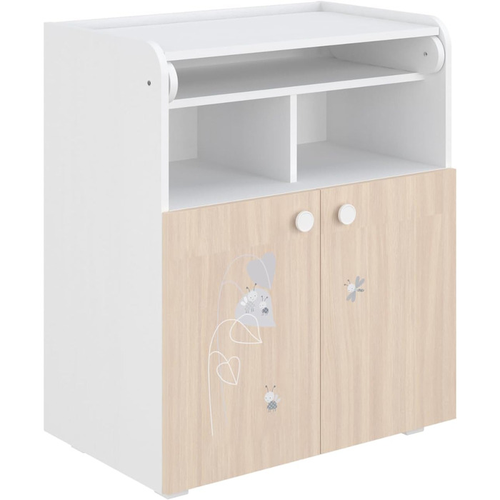 Комод для дитячої кімнати Shefa Wickelkommode 700 Teddy, білий - сучасний комод для дитячої, 47 x 70 x 86 см, білий/пастельний дуб