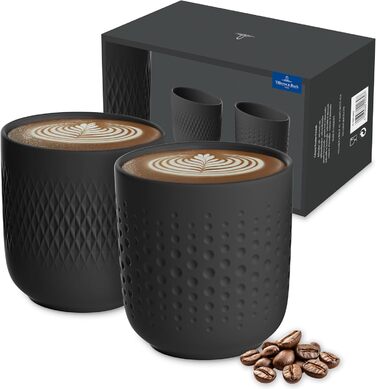 Villeroy & Boch Kaffeebecher Set – 2 шт., чорний, преміум-фарфор, для мікрохвильової печі та посудомийної машини