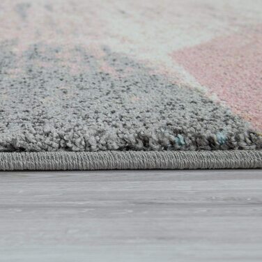 Домашній килим Paco, Вінтажний килим з коротким ворсом для вітальні, спальні, Сучасний пастельний ромбовидний візерунок, Абстрактний, розмір колір (80x150 см, різнокольоровий)