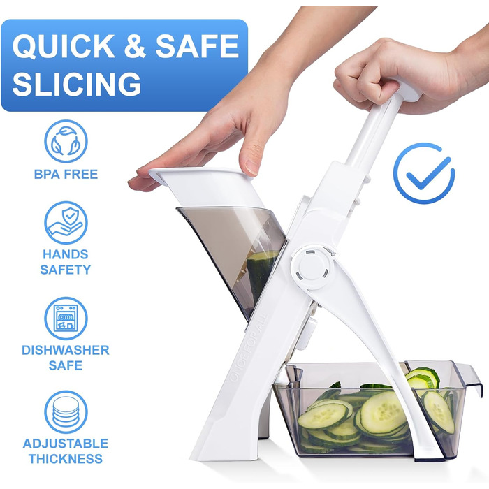 Насадка для овочениці SupMaKin, набір для нарізки овочів, фруктів, картоплі, регулювання товщини 0,1-8 мм, білий колір