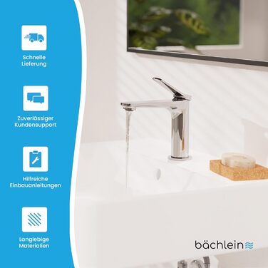 Змішувач для умивальника Bächlein Aldeya, чорний матовий, з монтажним комплектом