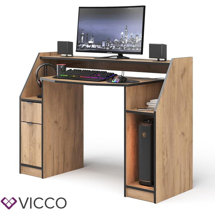 Ігровий стіл Vicco Joel, 123,2 x 45 см (123,2 x 90 см, дуб Goldkraft)