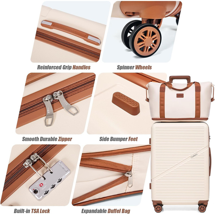 Набір валіз Cosbarn 5 шт. з обертовими колесами (Бежевий)