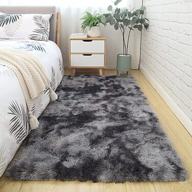 Килим, волохатий килим, килимок для вітальні, килим Meyecon, килим для спальні, нові яскраві Килимки для спальні, супер м'який пухнастий дитячий килимок (темно-сірий, 80 х 160 см)