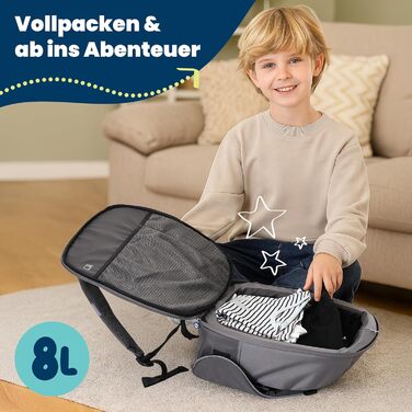 Trunki BoostApak 2-в-1: Автокрісло-бустер з рюкзаком для дітей (6+ років), i-Size, сірий (126-150 см)