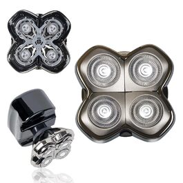 Змінні голівільні бритви (4 голови) для електричного гоління обличчя та тіла, сумісні з Pitbull Skull Shaver та Butterfly Kiss Pro, сірі