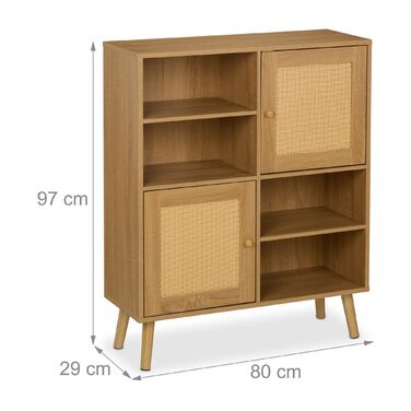 Тумбочка Relaxdays з 2 ротанговими дверцятами
