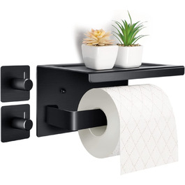 Тримач для туалетного паперу Acmetop 17х10х11,5 см з 2 гачками 5,2 см чорний