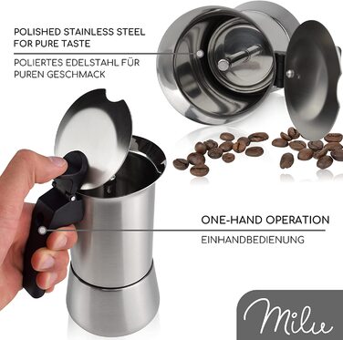 Індукційна Еспресо-плита Milu / 2, 4, 6 9 чашки / кавник мокко з нержавіючої сталі, кавник для еспресо, набір для приготування еспресо, включаючи набір для приготування еспресо