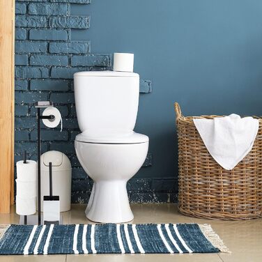 Набір для туалету Relaxdays, тримач для туалетного рулону, туалетна щітка та тримач для щітки, поличка, ВхШхГ 69x26x18 см, сріблястий/чорний