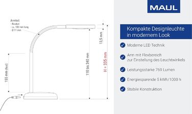 Світлодіодна настільна лампа Maul MAULjoy Маленька, гнучка настільна лампа з підставкою 3000K тепле біле світло