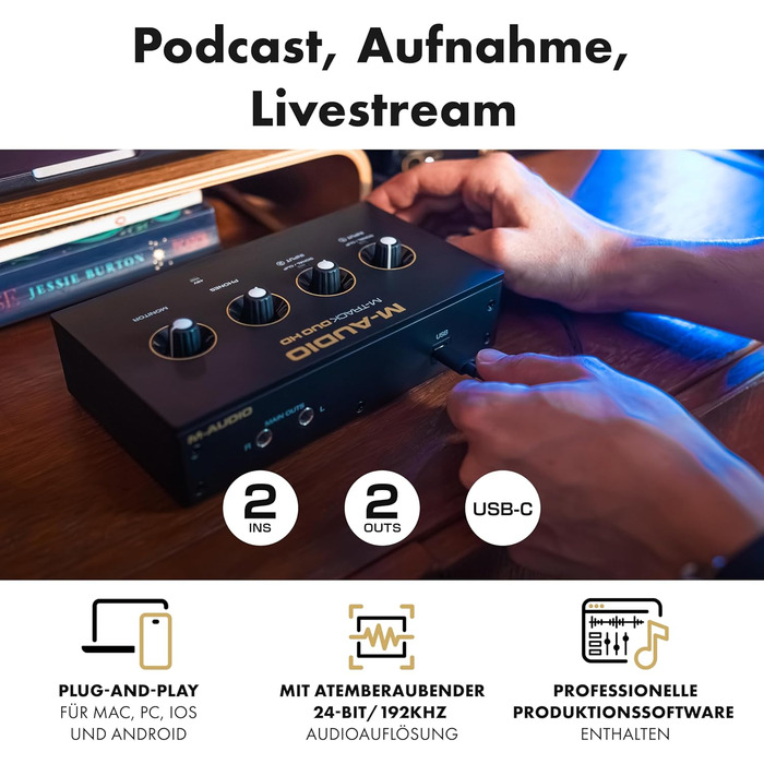 M-Audio M-Track Duo - USB аудіоінтерфейс для запису, стрімінгу та подкастингу (2 XLR/Line входи, 192kHz, USB-C)