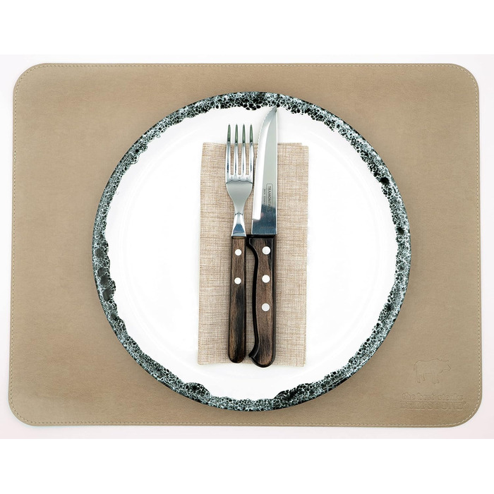 Набір скатертин BEEFSTONE© 6 шт. з PU шкіри, двосторонні, водонепроникні, миючі, з імітацією шкіри, 44 x 34 см (Чорно-коричневий/Бежевий)