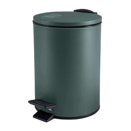 Косметичне відро Spirella об'ємом 3 літри з нержавіючої сталі з автоматичним опусканням і внутрішнім відром, відро для сміття Adelar для ванної кімнати, м'яке відро для сміття (темно-зелений)
