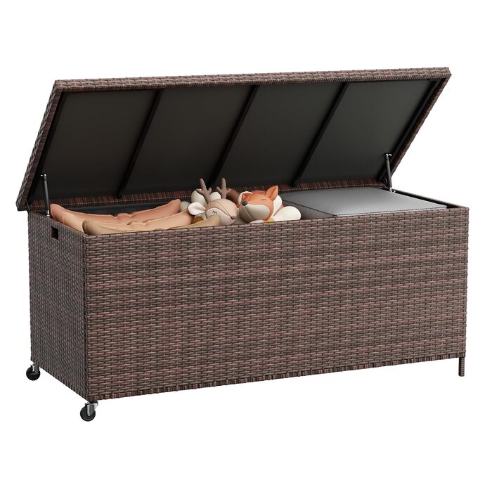 Водонепроникний садовий ящик-бокс UDPATIO з колесами 480л (138x61 см), коричневий - для саду, балкону, зберігання