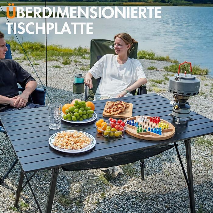 Складаний кемпінговий стіл Portal з регулюванням висоти, алюмінієвий, 120x70 см, чорний