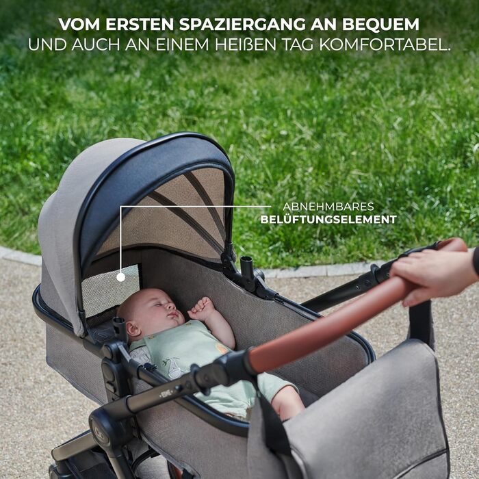 Дитяча коляска Kinderkraft ESME 3-в-1: комплект, до 22 кг, автокрісло I-size, бежевий колір