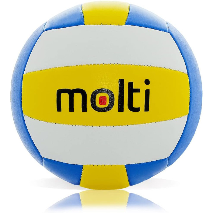 Волейбольний набір molti М'яч розміром 5 волейбольна сітка 9,5м х 1м Насос для м'яча з 3 голками Рекреаційний ігровий м'яч Пляжний волейбол у приміщенні та на відкритому повітрі (жовто-синьо-білий)